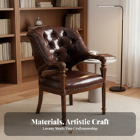 timeless Continental design Leather Club Chair Vintage Design Armchair sturdy Wood Frame Indoor Seating Luxury Feel for Book Lovers, Adults, residents, Living Room, Library, perusing alcove, Home Office