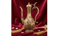 Lidded Brass Spirit Pot Chinese-Style Ornate Brass Spirit Pot for Home Display