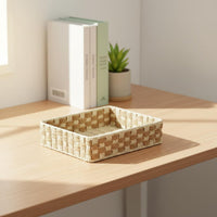 Woven Paper Rope Basket Handmade Braided Organizer Basket Versatile Japanese Aesthetic Organizer Box for Living Room, Bedroom, Closet