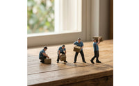 4 Pieces Worker Figurines Realistic Miniature Figure Set Tiny Diorama Models for Hobbyists, Collectors
