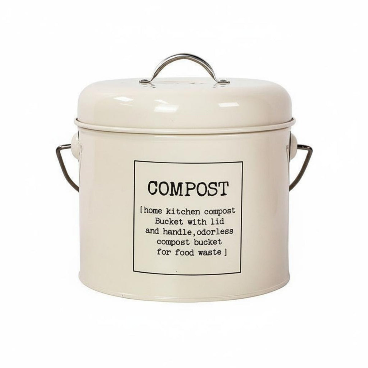 Vintage Metal Compost Bin Odor Filtering Kitchen Food Waste Pail Kitchen Compost Pail Vented Lid Countertop Food Waste Container