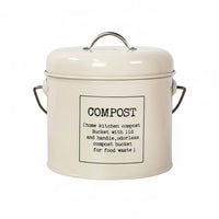 Vintage Metal Compost Bin Odor Filtering Kitchen Food Waste Pail Kitchen Compost Pail Vented Lid Countertop Food Waste Container