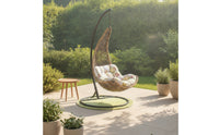 Hanging Egg Chair with Stand Woven Hanging Egg Chair Padded Furniture for Adults, Balcony, Living Room, Sunroom
