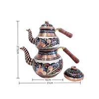 Stovetop Safe Turkish Teapot Set Solid Wood Handle House Decoration Anti-Scald Drinkware Tin-Lined Interior for Collectors