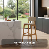 Upholstered High Stool with Backrest Modern Design Upholstered High Stool Sturdy Construction Padded Seat for Interior Designers