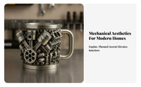 V8 Engine Mug Detailed Craftsmanship Resin Engine Design Cup Unique Gift 3D Mechanical Coffee Mug for Mechanics, Engineers, Man Cave, Garage, Workshop
