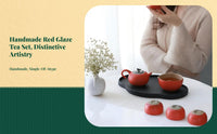 Porcelain Kung Fu Tea Set with Persimmon Design, Gift Boxed