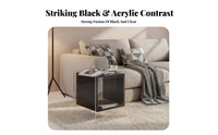 With Wheels Transparent Accent Table Modern Design Transparent Cube Stand Minimalist Aesthetic Bedside Cabinet Multifunctional for Apartment Dwellers, Interior Decorators, Bedroom, Living Room, Small Areas, Office