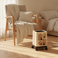Cream-Colored Trash Can with Lid Square Trash Bin with Lid Elegant Wastebasket Matte for Bedroom