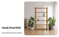 Multi-Layer Design Unrestricted Standing 5-Tier Shelf Multifunctional 5-Tier Unrestricted Standing Shelf Rustic Aesthetic Plant Stand Easy Assembly for Homeowners, Shopkeepers, Book Lovers, Balcony, Flower Shop, Living Room, Bedroom