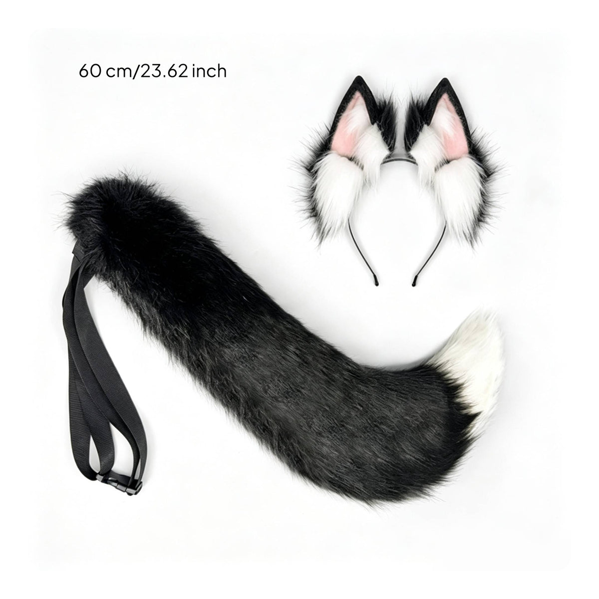 animal Ears Headband and Tail Set Soft Pile animal Ears and Tail Set Soft Accessory for Cosplayers, Adults, Anime Conventions