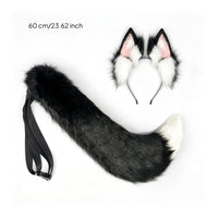 animal Ears Headband and Tail Set Soft Pile animal Ears and Tail Set Soft Accessory for Cosplayers, Adults, Anime Conventions