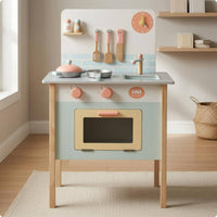 Wooden Play Kitchen Storage Shelf Toy Kitchen Set Interactive Knobs Young Cooks Playset