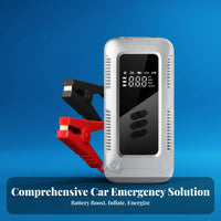 Car Boost Ignition Device with Inflator 2-in-1 Function Boost Ignition Device with Air Inflator Starts Dead Portable Tire Inflator for Cyclists