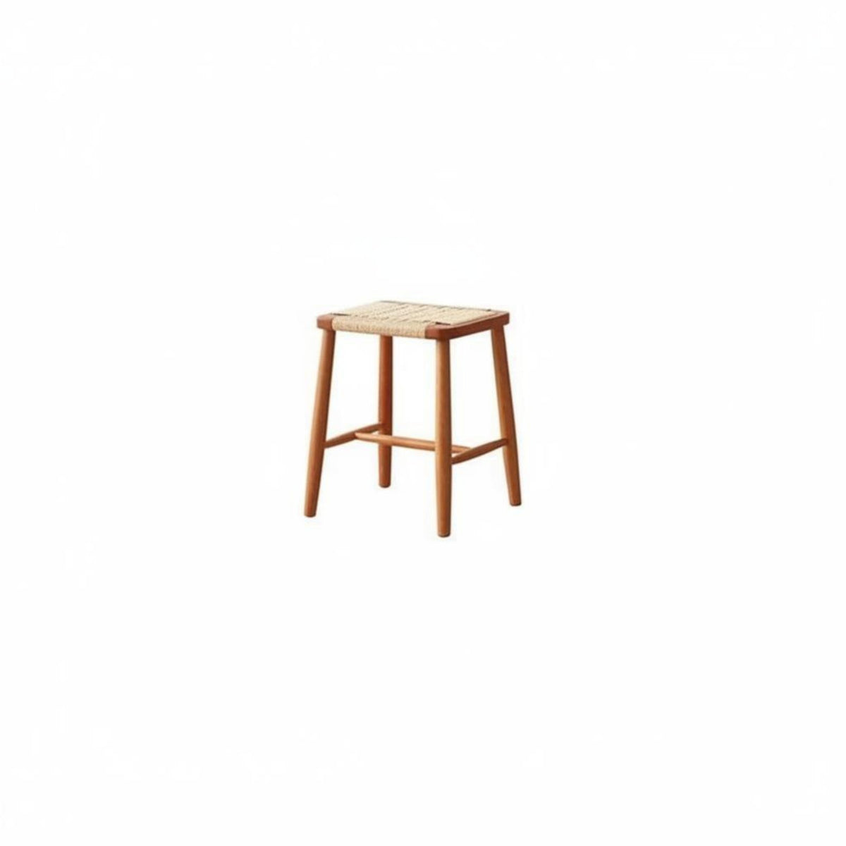 Vintage Design Backless Woven High Seat Built-in Footrests Bar Stool Breathable Counter Chair Anti-Slip Footpads for Homeowners, Business Owners, Interior Designers, Kitchen, Restaurant, Cafe, Dining Room