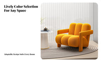 Nordic Design Channel-Tufted Single Sofa Minimalist Design Lounge Chair Thick Cushion Seating Furniture High-Density Foam for Hotel Managers, Interior Designers, Business Owners, Reception Area, Living Room, Bedroom, Reading Nook