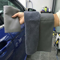 Double Sided Car Drying Towel Microfibre Cloth, 30cm X 30cm Microfiber Cloths, 500 GSM Suede and Coral Fleece for Car Detailing