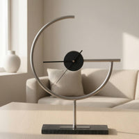 Geometric Table Clock Decorative Desktop Clock with Rectangular Base Analog for Living Room