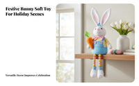 Pastoral Design Beaded Leg Bunny Stuffed Toy Cute Design Easter Bunny Stuffed Toy Soft Material Seasonal Rabbit Shelf Sitter Handmade for Tiered Tray, Mantel, Bookshelf