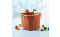 Textured Front Bike Basket Ribbed Rim Woven Cycle Basket Strap Loops Kids Pedal-Free Accessory Easy Installation