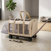 Soft-Sided Rolling Pet Carrier Ventilated Wheeled Pet Carrier Breathable Sturdy for Small Pets