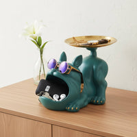 French Canine Key Bowl Multi-Functional Canine Key Holder Creature Storage Sculpture Fun Design Wide-Opening Dog Candy Dish