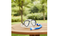Tempered Glass Snorkel Set with Dry Snorkel Dual Lens Swim Gear Clear View for Beginners