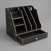 Desk Storage with Drawers, Large Wooden Desktop Drawer Organizer with Compartments for Office Supplies, Tabletop Box for