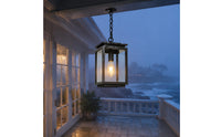 Outdoor Hanging Lantern Clear Glass Outdoor Hanging Porch Light Rectangular Lantern Lamp Exposed Bulb Hanging Lamp Chain Hung