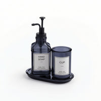 3 Pieces Coordinated Bathroom Set with Tumbler Functional Bathroom Accessory Set with Tray Practical Soap Dispenser with Tray Versatile for Vanity