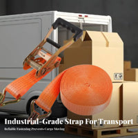 Ratchet Fastening Strap Strong Bearing Capacity Ratchet Strap with Hooks High Break Strength Truck Bed Fastening Strap for Movers, Trailers