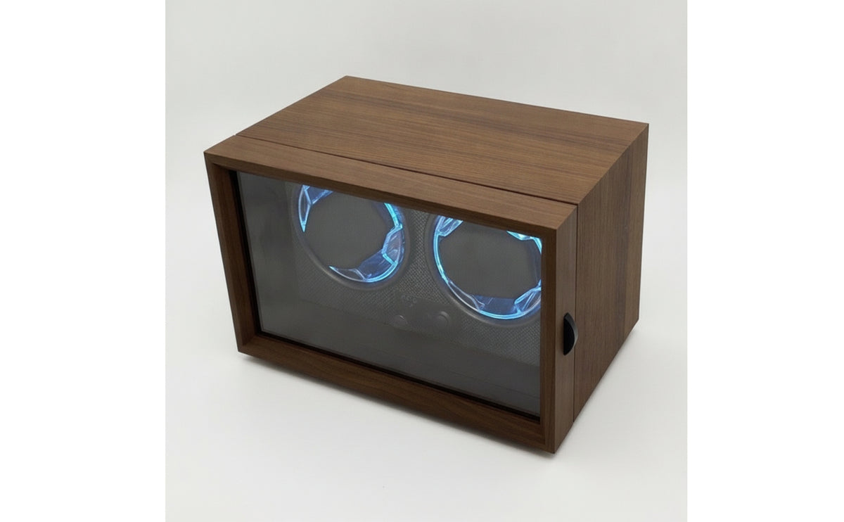 Watch Winder Cabinet Quiet Automatic Mechanical Watch Winding Box with Glass Door Retro for Men, Office