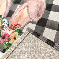 Set of 4 Easter Placemats, Heat Resistant Linen Table Mats with Rustic Buffalo Check & Bunny Design, Washable Dining Room Mats for Spring Party Kitchen Home Decoration