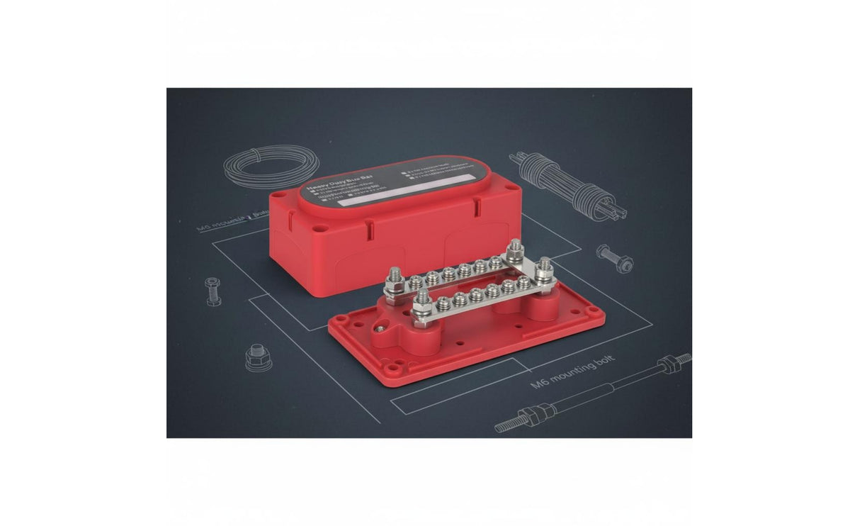 Nickel Plated Copper 12-Position Busbar Box with Nylon Body for 48V Systems