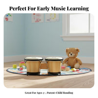 Natural Skin Drumhead Bongo Drum Set Educational 6 and 7 Inch Bongo Drums Develops Movement Skills Percussion Instrument Kit Long-Lasting for Preschoolers, Beginners, Preschool, Kindergarten, Playroom, Family Activities