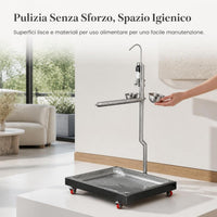 Large Stainless Steel Parrot Play Stand with Water Feeder for Single or Double Birds