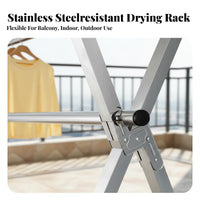 Rust-Resistant Cross-Frame Clothes Horse Sturdy and Long-Lasting Foldable Drying Rack Heavy Duty Foldable Clothes Horse Easy to Assemble for Apartment Dwellers, Homeowners, Families, Balcony, Outdoor, Indoor, Bedroom