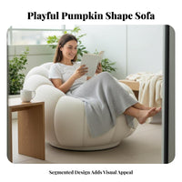 Sherpa Fleece Upholstery Pumpkindesign Sofa Chair Wide Seat Tufted Pumpkin Lounge Chair Oversized Design Accent Armchair Armless for Homeowners, Readers, Adults, Bedroom, literary reading corner, Living Room, Apartment