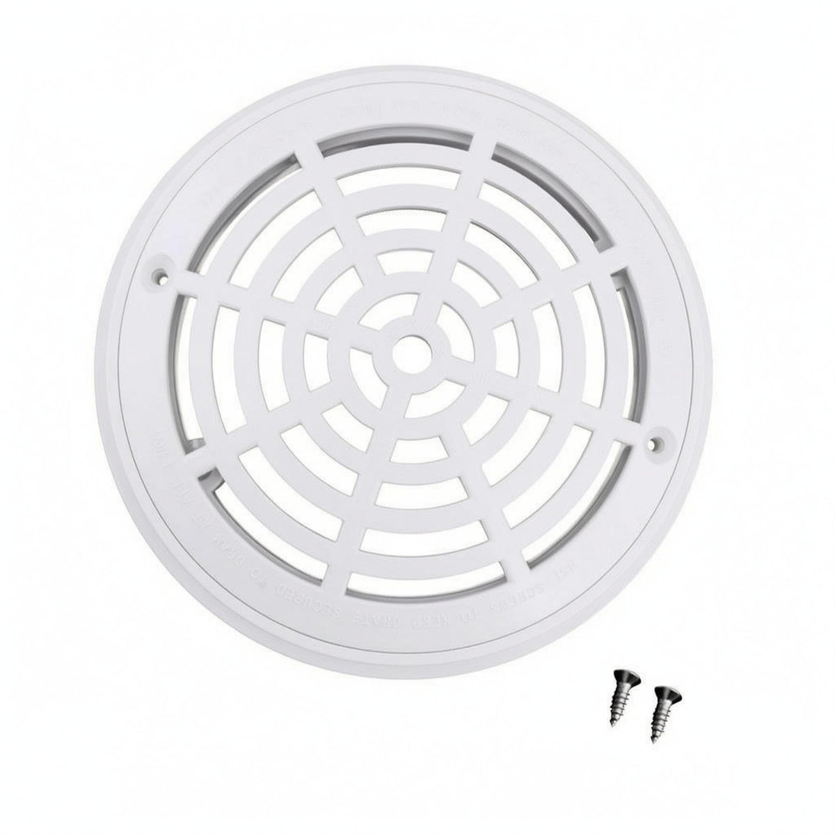 8-Inch Main Drain Cover ABS Plastic Round Pool Drain Cover White Screw-Fixed