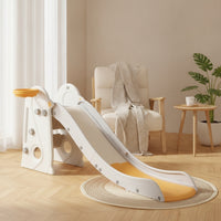 Foldable Indoor Toddler Slide Easy to Climb Toddler Playset with Basketball Hoop Freestanding Slide with Basketball Hoop Plastic for Toddlers, Children