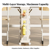 Mobile Bookshelf Space Saving Portable Book Trolley Cart Large Capacity Student Desk Side Organizer for Students, Parents, Study Room, Narrow Areas
