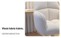 Ergonomic Backrest Upholstered Rolling Armchair Adjustable Height Desk Chair Compact Design Swivel Seat Modern Design for Students, Women, Light Ice Workers, Dormitory, Bedroom, Makeup Room, Vanity Area