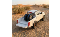 1/64 Scale Bed Mount Spare Tire Carrier Black Pickup Bed Spare Tire Rack Blue Accent Stripe Away-Road Model Accessory