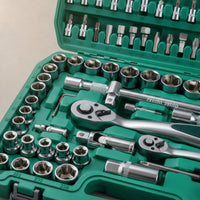 Mechanics Tool Set Organized Socket and Ratchet Set Portable Mechanics Kit for Vehicle Proprietors, Home Handymen, Garage, Home Workshop