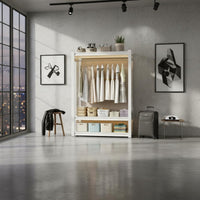Large Capacity Metal Clothes Rack with Shelves Dust-Proof Curtain Accessible Wardrobe Rack Freestanding Closet System for Bedroom, Small Apartment, Entryway