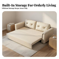 Modern Cream Design Pull-out Sofa Bed Space Saving Loveseat Sofa Bed Easy Conversion 3 in 1 Pull out Couch Sturdy Metal Frame for Apartment Dwellers, Homeowners, Students, Small Areas, Bedroom, Home Office, RV