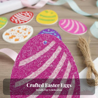 Glitter Easter Egg Ornament Festive Hanging Egg Ornament Easy to Hang DIY Easter Tree Decoration for Kids, Crafters, Classroom Activities