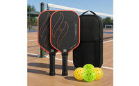 2 Pieces Pickleball Paddle Set with Balls Carbon Fiber Pickleball Set with Bag Sporting Goods Matte Long-Lasting for Players