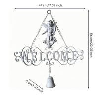 Wrought Iron Welcome Sign Bell Highlight Hanging Welcome Sign Classic Design Outdoor Decor for Patio