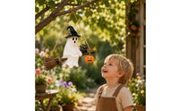 Glowing Hanging Ghost with Witch Hat Cute Ghost Light with Witch Hat Spooky Yard Decor Whimsical for Patio